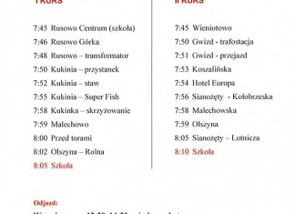 Zmiany w godzinach odjazdu autobusu szkolnego w dniach 23 - 25 maja 2023 r.